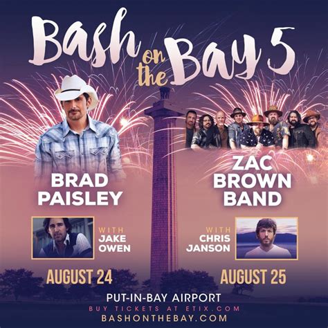 Bash on the bay 2023 - The first ever Bash on the Bay Country Music Fest featuring Toby Keith will be held August 31 at Put-in-Bay Airport. This will be on the Thursday following the annual PIB Road Races that are also held at the airport.